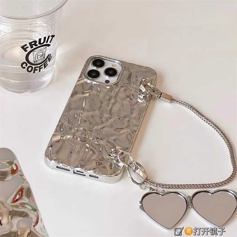 ยอดนิยม ins ไม่สม่ําเสมอ electroplate เงินเคสโทรศัพท์ tpu นุ่ม love heart กระจกสําหรับ Iphone 17 16 15pro MAX 14 13 12 11 PRO MAX xs MAX xr x 7 8 plus