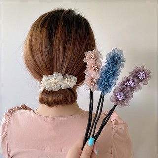 กิ๊บติดผม ลายดอกไม้ สีฟ้า สีม่วง แบบเรียบง่าย แฟชั่นฤดูใบไม้ร่วง สไตล์เกาหลี สําหรับผู้หญิง