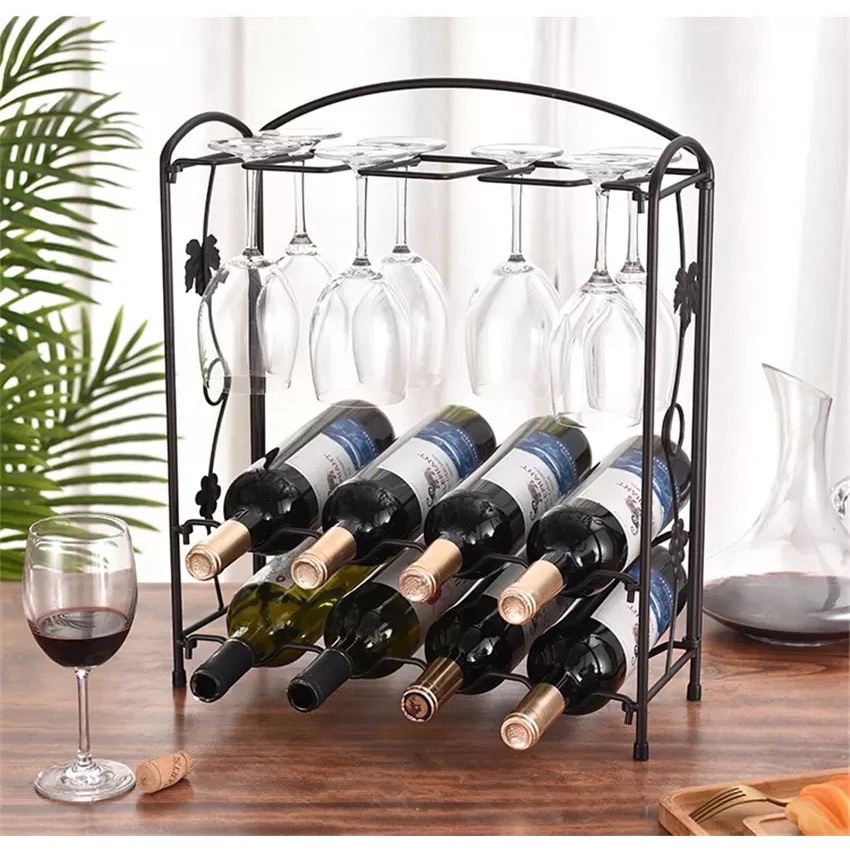 ชั้นวางไวน์เหล็กดัด 6ขวด Red wine glass rack203*200*366mm