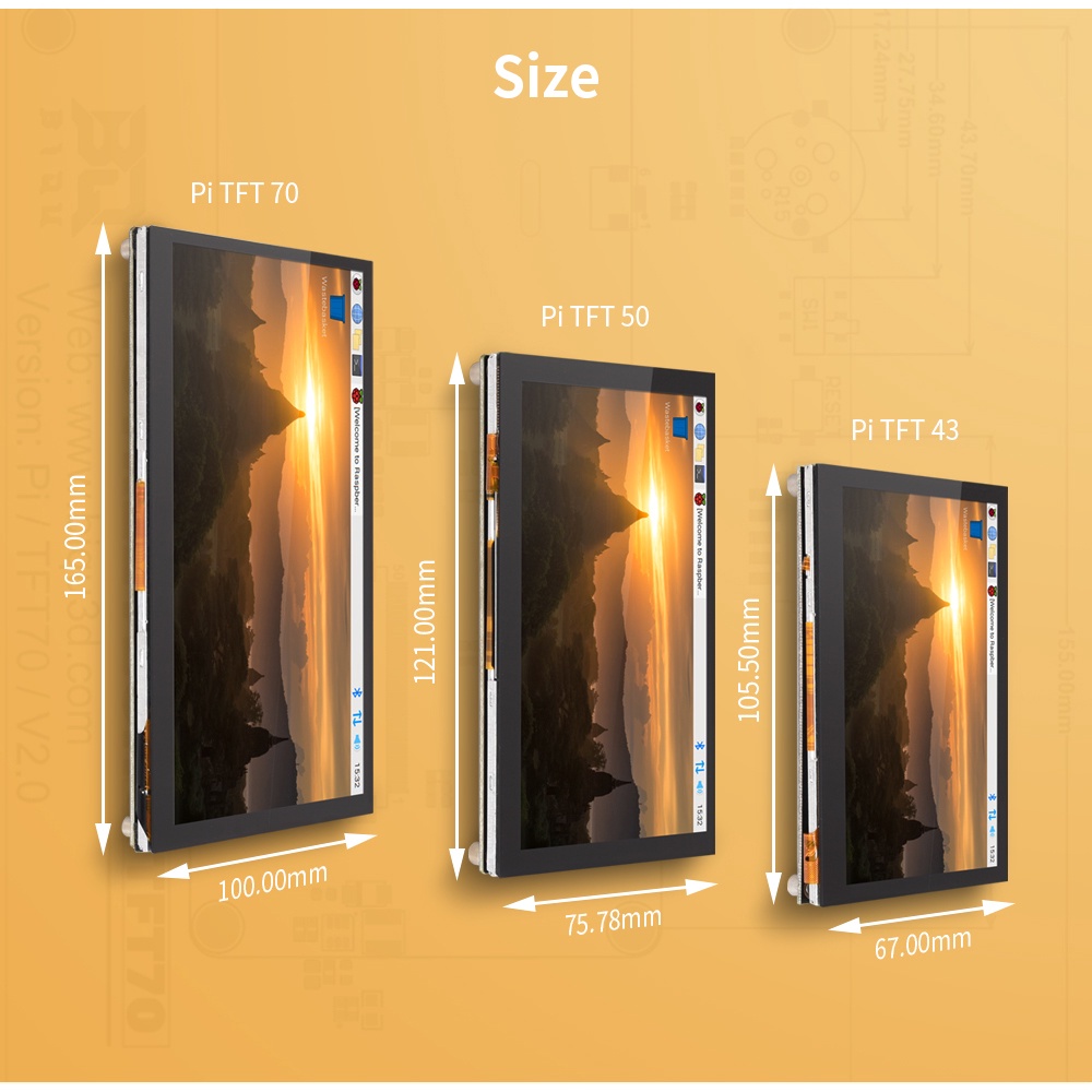 หลังการขายBIGTREETECH BTT PITFT50 PITFT70 PITFT43 V2.0 Touch Screen For Raspberry Pi 3 3B Plus 4B Model B Octoprint DSI #8