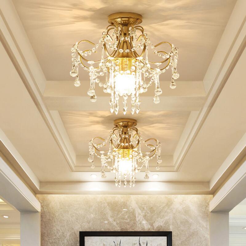 Modern Gold โคมไฟเพดาน E14หลอดไฟ Led โคมไฟห้องนั่งเล่นห้องรับประทานอาหาร Golden เพดานไฟ Led Luster เพดานโคมไฟ