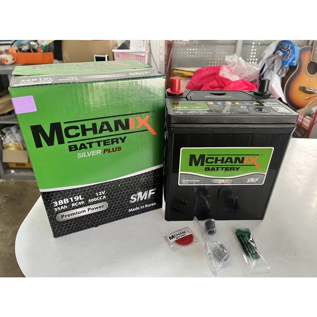 แบตเตอรี่ ยี่ห้อMchanix รุ่น 38B19Lขนาด 12V 35Ah RC49 300CCA made in Korea ขนาด 12V 35 Ah รับประกัน 