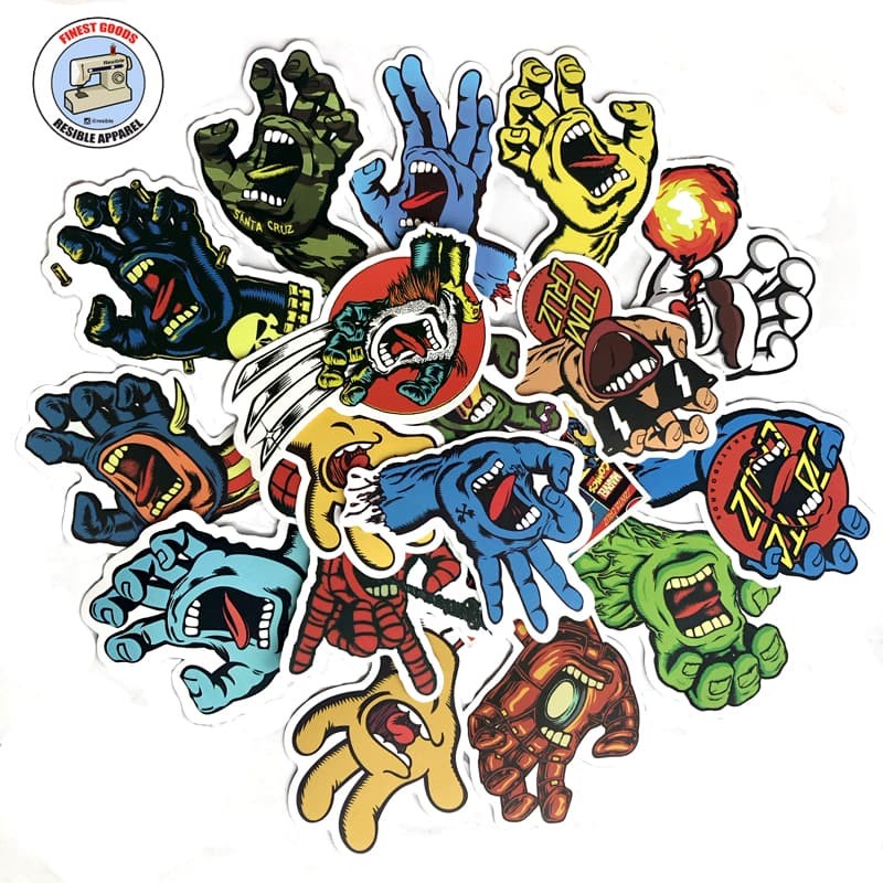 Santa Cruz Skateboard Super Heroes Hand Sticker Set ผสม 18 ชิ้น