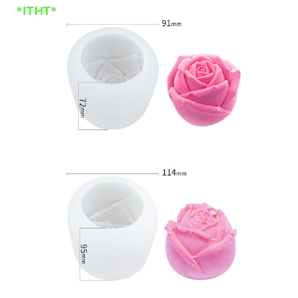 Itht> ใหม่ แม่พิมพ์ซิลิโคน รูปดอกกุหลาบ 3d สําหรับทําสบู่ เค้ก Diy