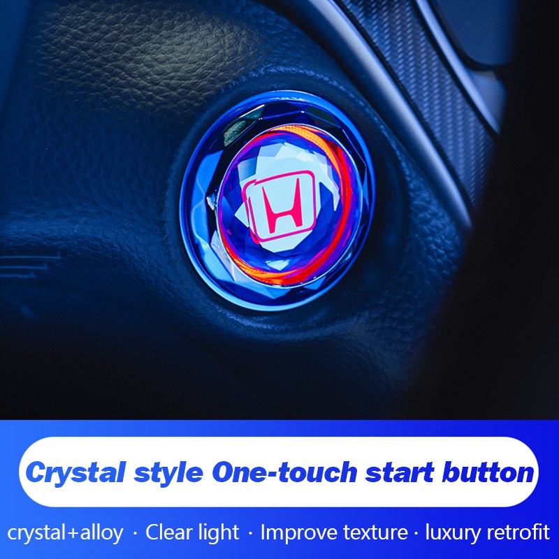 สติกเกอร์ติดปุ่มสตาร์ทเครื่องยนต์ โลหะผสมคริสตัล สําหรับ BMW Mercedes Benz Toyota Honda Proton Perodua