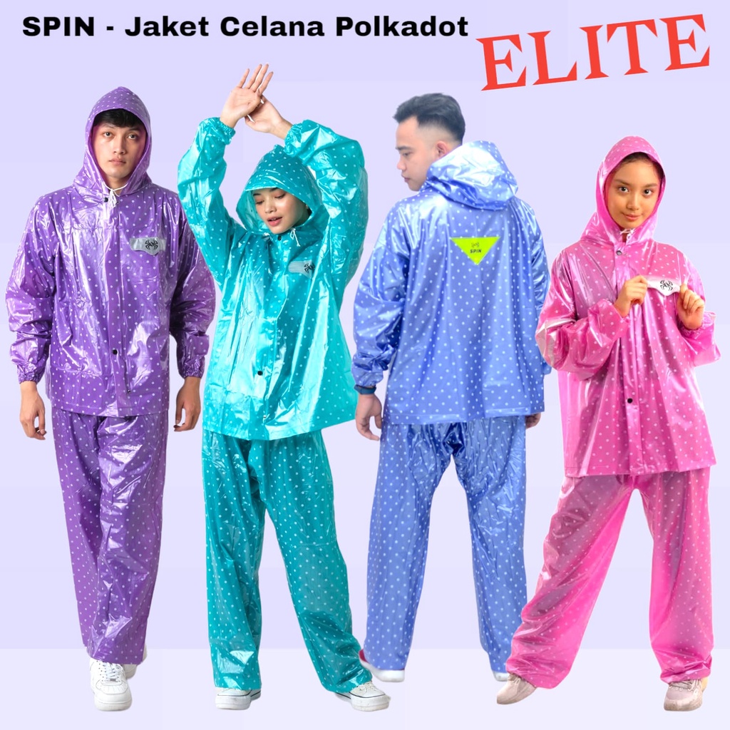 SPIN ELITE Polka Dot ชุดเสื้อกันฝนสําหรับผู้ใหญ่ SP 202 SPIN เสื้อกันฝน ELITE Polka Dot เสื้อกันฝน