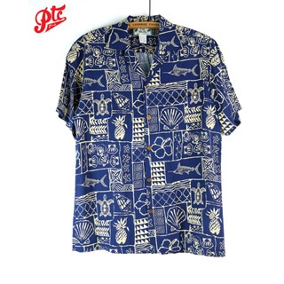 เสื้อฮาวาย TWO PALMS HAWAII SHIRT Crest Navy