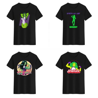 เสื้อคนอ้วนผญ - มาร์เวล She- Hulk ผู้หญิงโกรธสีเขียวในภาพยนตร์เสื้อยืดที่ดีสําหรับผู้ชายผู้หญิงสีดํ