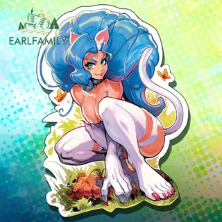 Earlfamily สติกเกอร์ไวนิล ลายการ์ตูน Darkstalkers Felicia น่ารัก กันน้ํา สําหรับติดตกแต่งรถยนต์ 13 ซม. x 9 ซม.