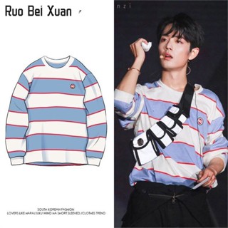 RUO BEI XUAN เสื้อกันหนาวลายผู้หญิงสไตล์เกาหลีหลวมคู่นักเรียนสวมใส่ฤดูใบไม้ผลิและฤดูใบไม้ร่วงเสื้อบางๆ