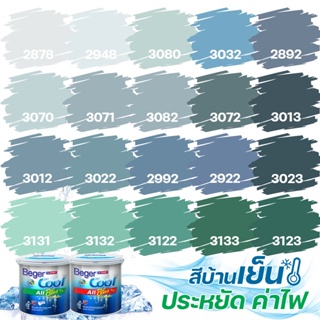 Beger คูลออลพลัส สีฟ้าอมเขียว ฟิล์มด้าน ภายนอก+ภายใน ขนาด 3L สีทาบ้าน สีบ้านเย็น เกรด 10 ปี สีบ้านเย็น