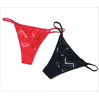 Annebra กางเกงใน ทรงจีสตริง ผ้าลูกไม้ G-String Panty รุ่น AU3-823 สีดำ, สีแดง