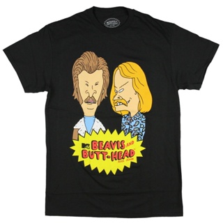 Tee เสื้อขาว เสื้อยืด พิมพ์ลาย MtvS Beavis And Butt-Head Seventies Mustaches สําหรับผู้ชาย เสื้อคู่