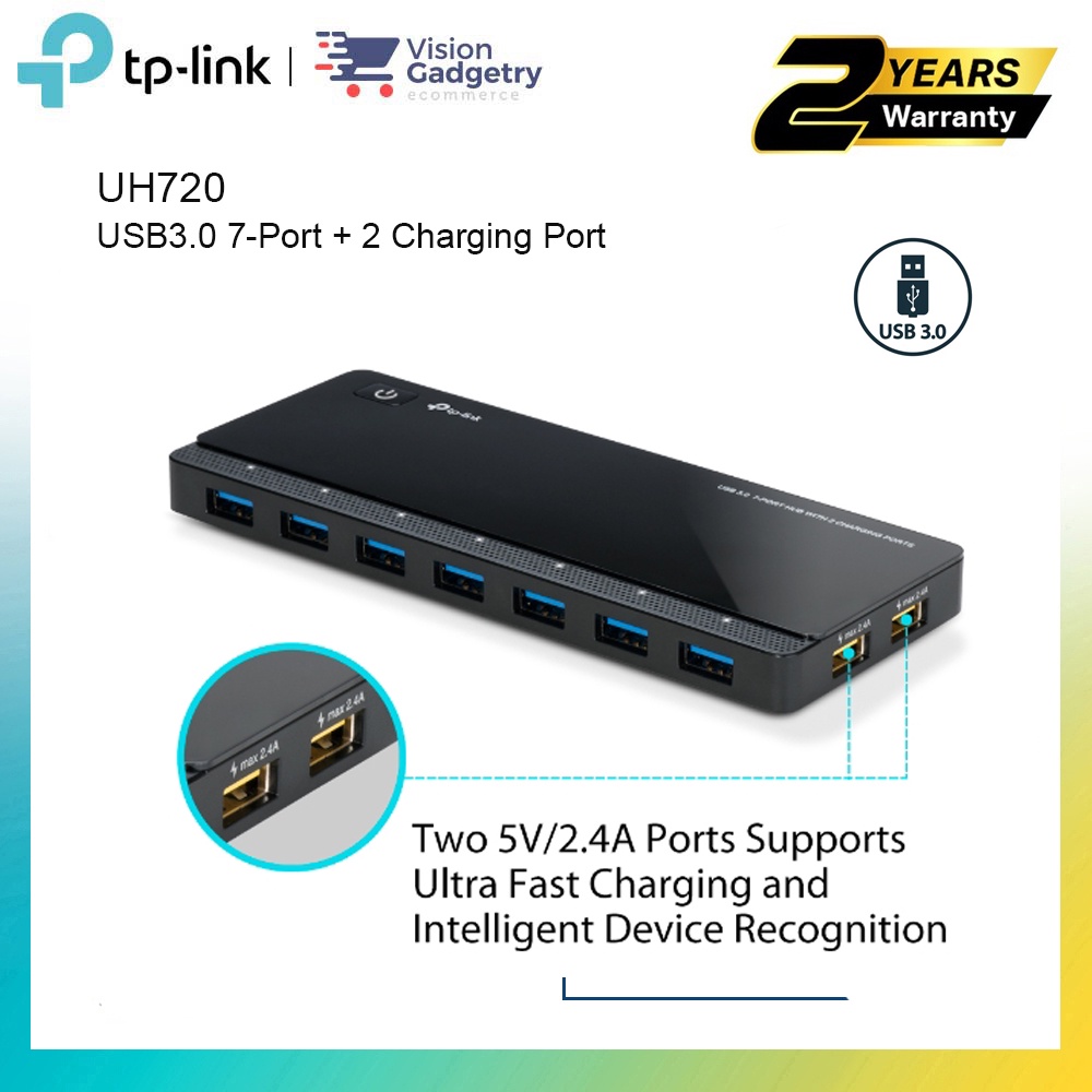 TP-Link UH700 UH720 USB 3.0 Hub 7-Port พร้อมพอร์ตชาร์จ 2 พอร์ต