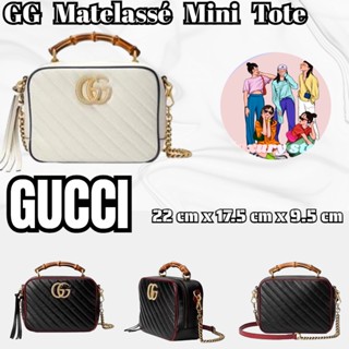 แพ็คเกจ GUCCI GG Marmont/โลโก้สีทอง/หนังผ้า Pilted/ที่จับไม้ไผ่/สายสะพายไหล่/กระเป๋าสะพายข้าง/ขนาดเล็ก