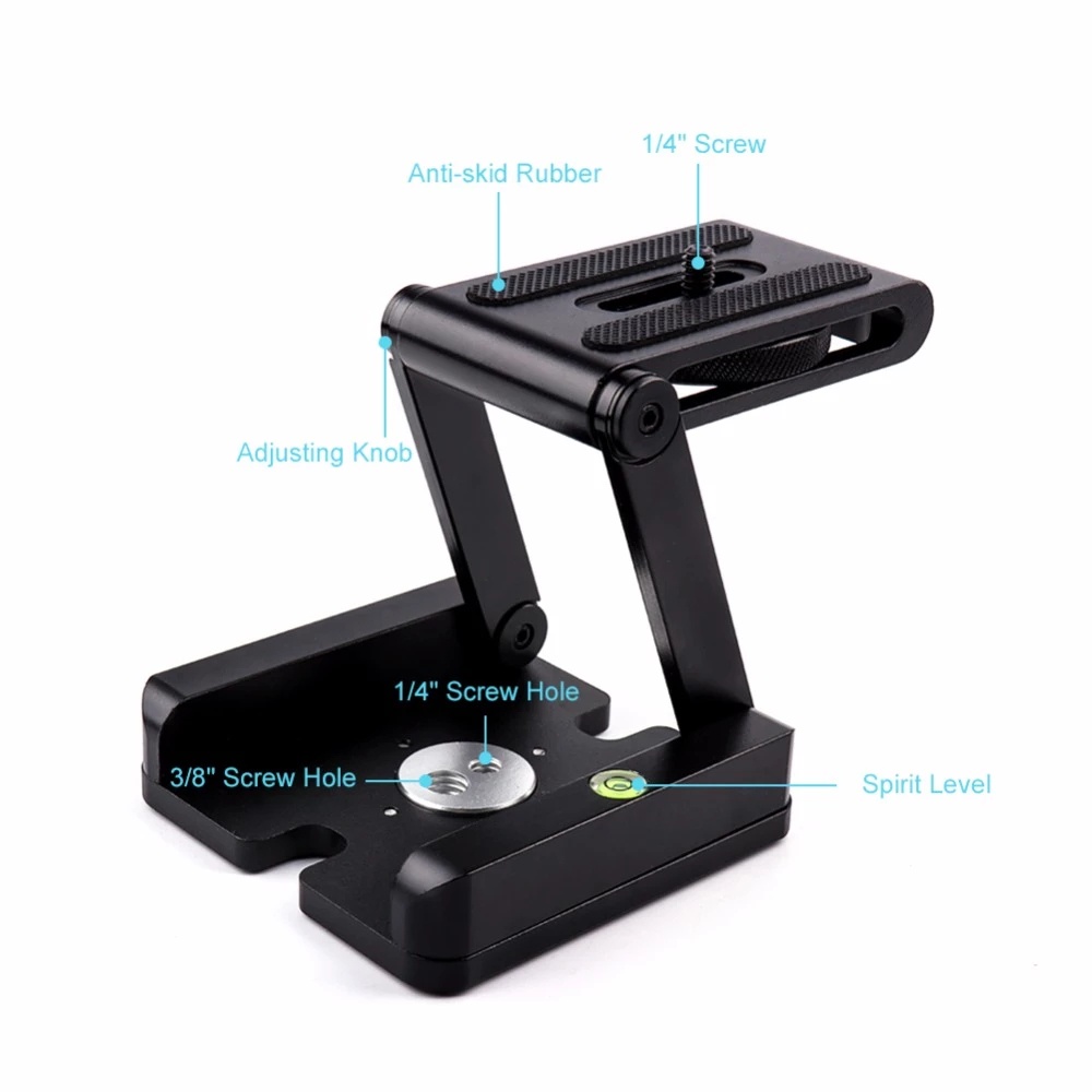 Z Flex Tilt Head DSLR Folding Bracket Tripod Camera Stand Holder Quick Release Tripod Plate & Level 