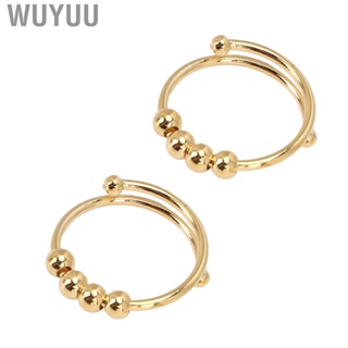 Wuyuu 2pcs Bead Stress Relief Ring Men Women Adjustable Exquisite Stylish Anxiety Relieving for Office
