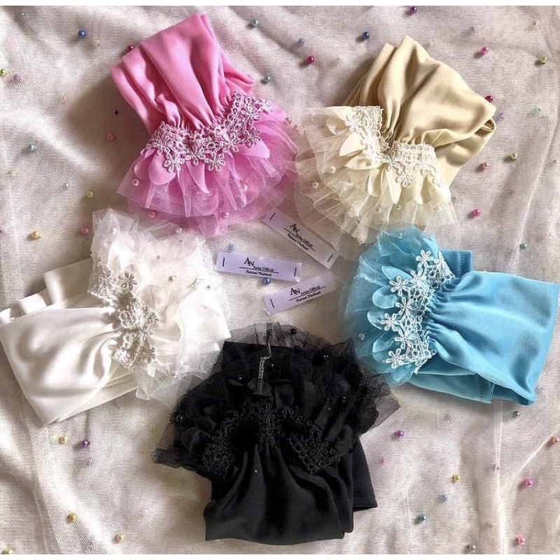 ปลอกแขนลูกไม้+มุ้งมีมุก🌻 Handsock (ปลอกแขนยาว35เซน)
