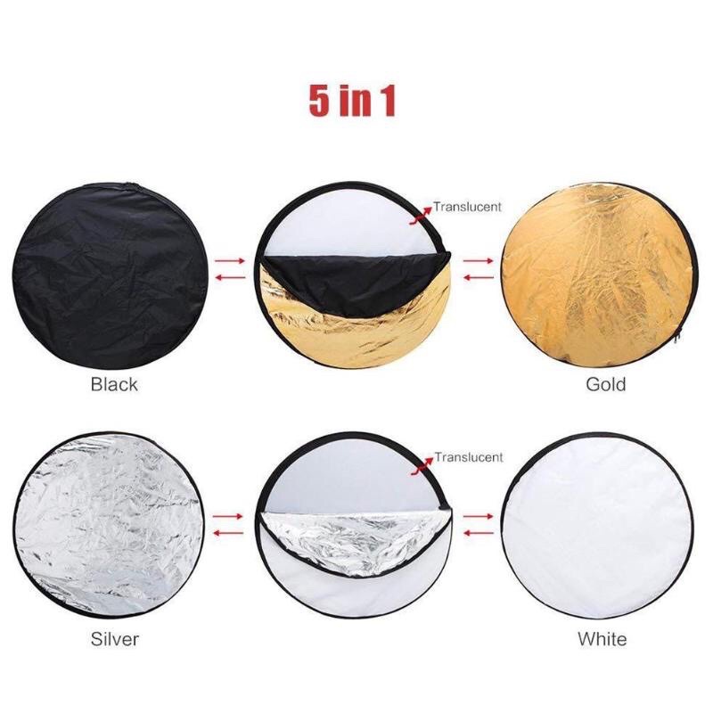 แผ่นสะท้อนแสงการถ่ายภาพทรงกลมแบบพับได้ 5 in 1 รีเฟล็กซ์(Reflector) พร้อมซองใส่