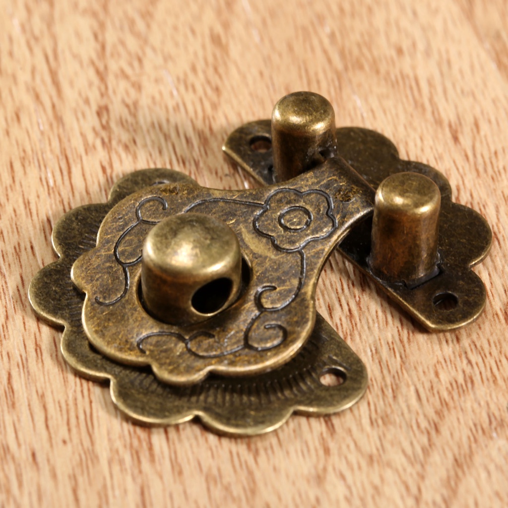 Antique Bronze Hasps Lock Derative Jewelry Wood Box Padlock Retro