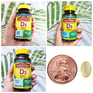 วิตามินดี3 Vitamin D3 Extra Stregth 5000IU (125mcg) 90, 100 or 180 Softgels (Nature Made®)