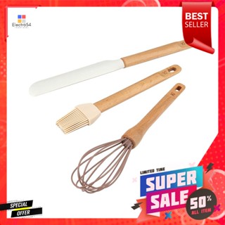 ชุดซิลิโคนไม้พายปาดเค้ก+ที่ตีไข่+แปรง COOK CHARMY 3 ชิ้น ด้ามไม้BAKING UTENSIL SET COOK CHARMY 3PCS