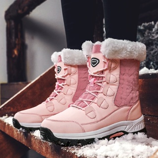 รองเท้าบูทหิมะ ผ้าฝ้าย กันน้ํา ขนาดใหญ่ เหมาะกับเล่นสกี ฮอกไกโด แฟชั่นฤดูหนาว สําหรับผู้หญิง