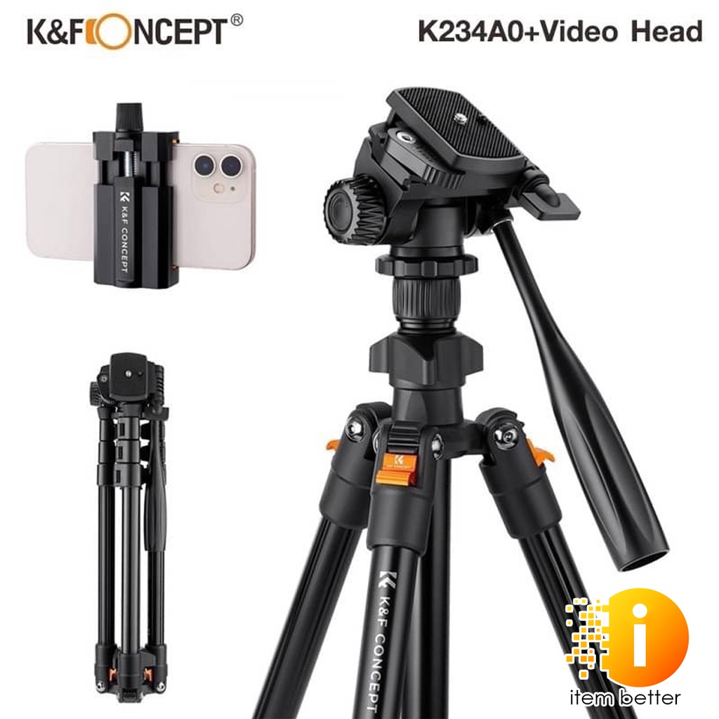 K&F Concept KF09.115 Aluminum Tripod K234A0+Video Head