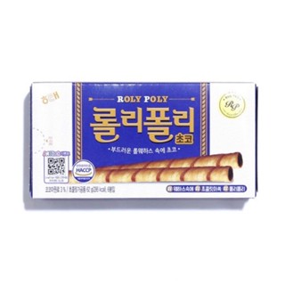 [พรีออเดอร์]롤리폴리초코 HAITAI Roly Poly Choco  (บิสกิตแท่งสอดไส้ช็อกโกแลต🍫🇰🇷) 62g.