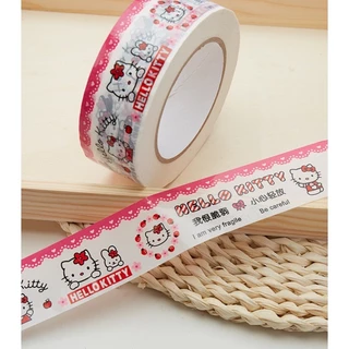 พร้อมส่ง สก็อตเทป กว้าง 2นิ้ว เทปกาวพิมพ์ระวังแตก หน้ายิ้ม เทปกาวลายคิตตี้ ที่ปิดกล่อง ติดกล่อง