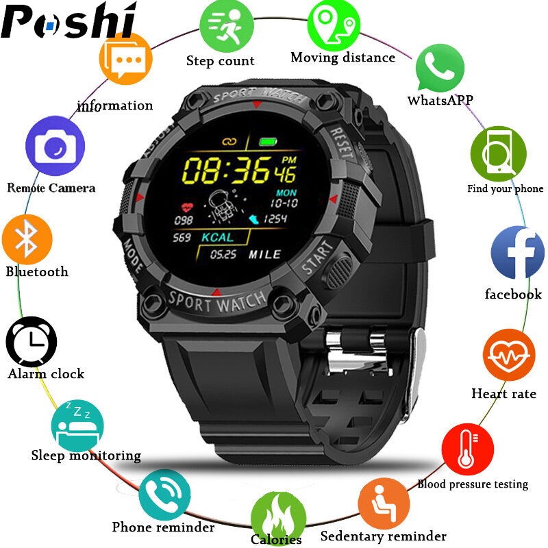 Poshi ใหม่ผู้ชายสมาร์ทนาฬิกาแฟชั่นฟิตเนสมัลติฟังก์ชั่กีฬากิจกรรม Tracker SmartWatch ผู้ชายผู้หญิงกันน้ํา Jam tangan pintar สําหรับ Android ios