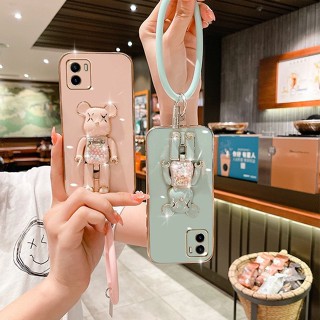 เคสโทรศัพท์มือถือ ชุบไฟฟ้า ลายหมี หมุนได้ สําหรับ vivo V21 V21E Y22S Y02S Y16 Y35 Y01 Y15S Y15A