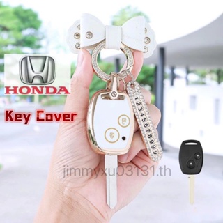 ปลอกกุญแจรีโมตรถยนต์ 2 3 4 ปุ่ม ขอบสีทอง สําหรับ Honda JAZZ CITY CRV CIVIC ACCORD honda key case