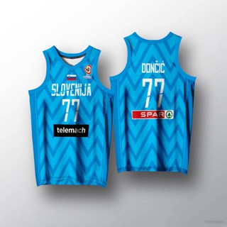 เสื้อกีฬาบาสเก็ตบอล HQ1 NBA Jersey Slovenija No.77 Doncic พลัสไซซ์ สําหรับผู้ชาย และผู้หญิง QH1