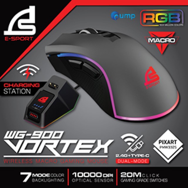 ¤SIGNO E-Sport VORTEX Wireless Macro Gaming Mouse WIRELESS MOUSE (เมาส์ไร้สาย) SIGNO WG-900 VORTEX