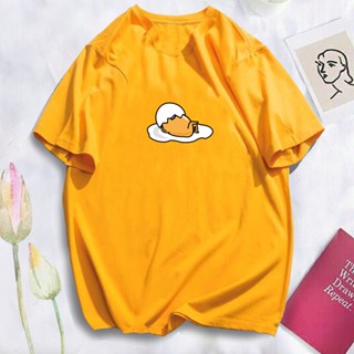 เสื้อยืดชาย เสื้อยืดสีขาว GUDETAMA การออกแบบพิมพ์ไข่เสื้อยืดผ้าฝ้าย unisex COD ขนาดเอเชีย W!B Tee