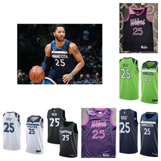 Minnesota Timberwolves #25 Derrick Rose Vest Basketball Jersey Mens Sweatshirt เสื้อบาสเกตบอล เสื้อกีฬาผู้ชาย เสื้อยืด