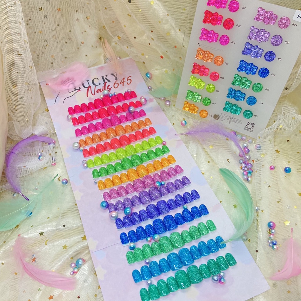SH133 เล็บปลอมเจลแท้พร้อมติด ฟรีกาว+ตะไบ และของแถมสุด cute