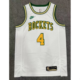 hot pressed 2023 nba Houston Rockets No. 4 Green retro white basketball jersey