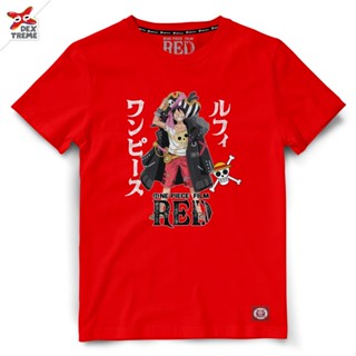 Dextreme เสื้อยืดวันพีซ (DOP-1584) One Piece ลาย ลูฟี่ ฟิล์ม เรด Luffy Film Red มี สีแดง และ สีดำ