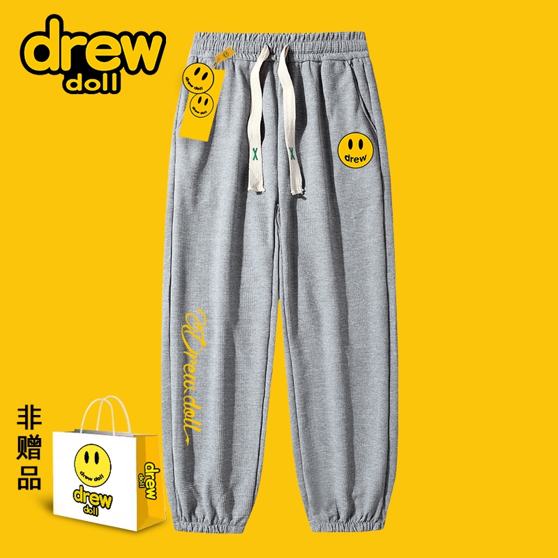 Drew Co-Branded กางเกงวอร์มขายาวลําลอง ทรงหลวม ทรงตรง ลายหน้ายิ้ม แนวสตรีท สําหรับผู้ชาย และผู้หญิง ราคา ถูกที่สุด ดีลบีเคเค แกลเลอรีภาพที่ 8