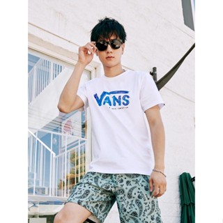 เสื้อผู้ชายเท่ เสื้อทหาร เสื้อยืดแขนสั้น พิมพ์ลายโลโก้ Vans สีขาว แฟชั่นฤดูร้อน สําหรับคู่รัก Tee