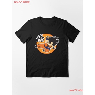 New Flying Kick Goku Essential T-Shirt เสื้อยืดพิมพ์ลายการ์ตูนมังงะ ดผ้าเด้ง คอกลม cotton แฟชั่น discount Unisex