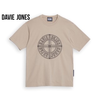 DAVIE JONES เสื้อยืดโอเวอร์ไซส์ ปักลาย สีครีม Graphic Embroider Oversized T-Shirt in cream WA0111CR