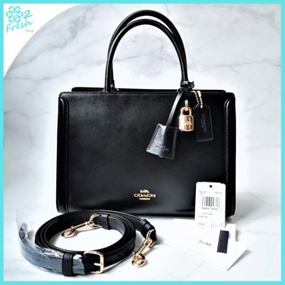 กระเป๋าถือ Coach F72667 Small zoe carryall IM/Black (pre-owned) หนังแท้ ทั้งใบ มีสายคลอสบอดี้