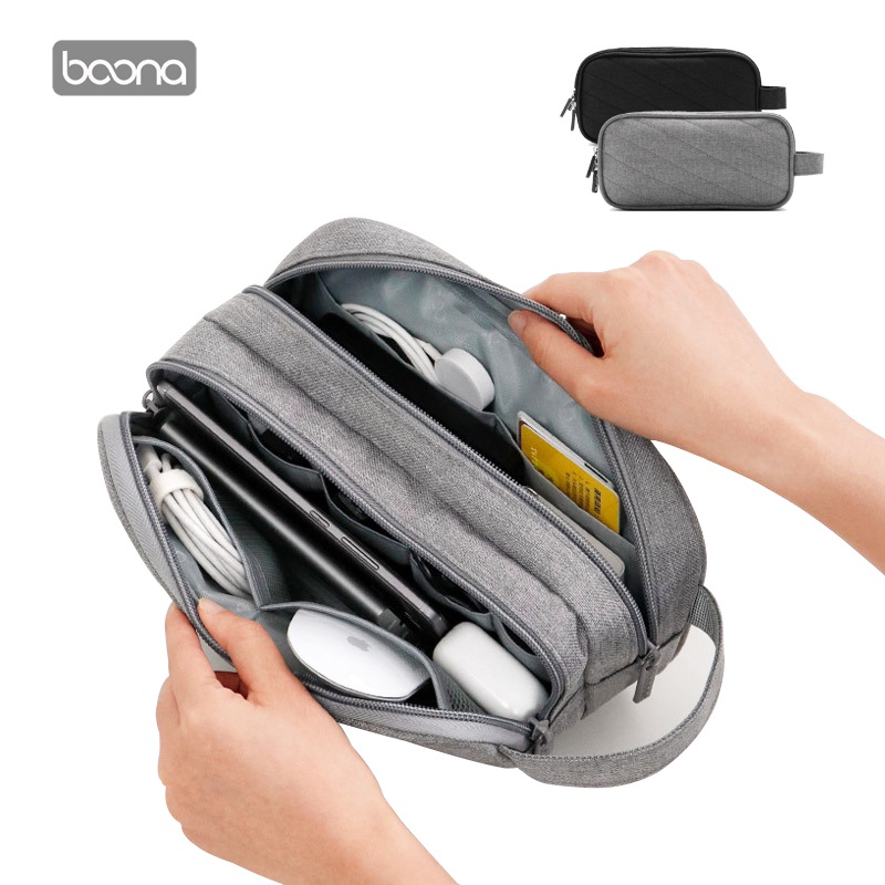 Baona Travel Digital Storage Bag กันน้ํา USB Hard Disk Drive Mouse Power Supply Cable Organizer