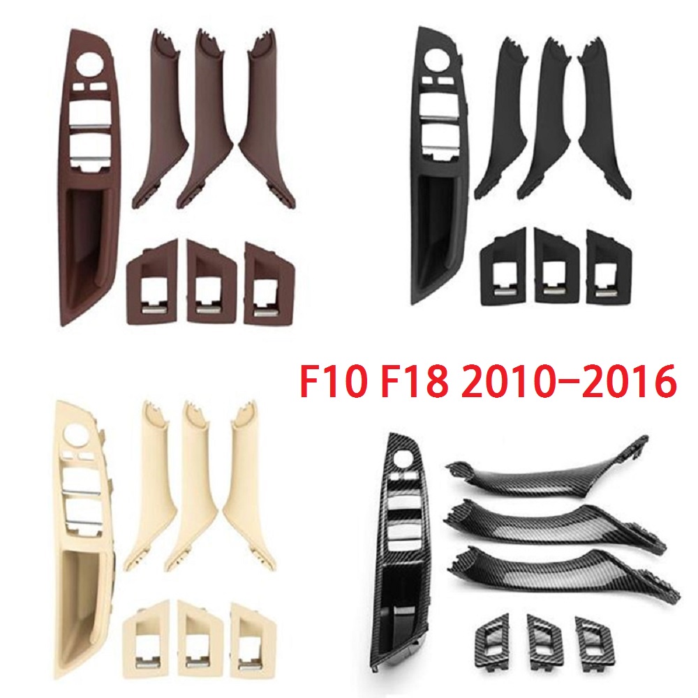 7PCS Left Hand Drive LHD For BMW 5 series F10 F11 520 525 Black Car Interior Door Handle Inner Panel Pull Trim Cover Arm