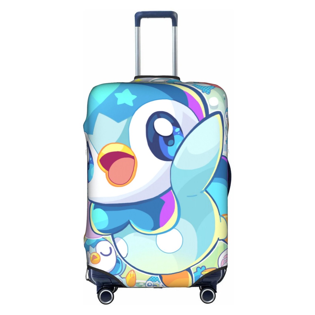 Pokemon Piplup กระเป๋าเดินทางล้างทําความสะอาดได้การ์ตูนตลกตัวป้องกันกระเป๋าเดินทางเหมาะกับ 18-32 นิ้