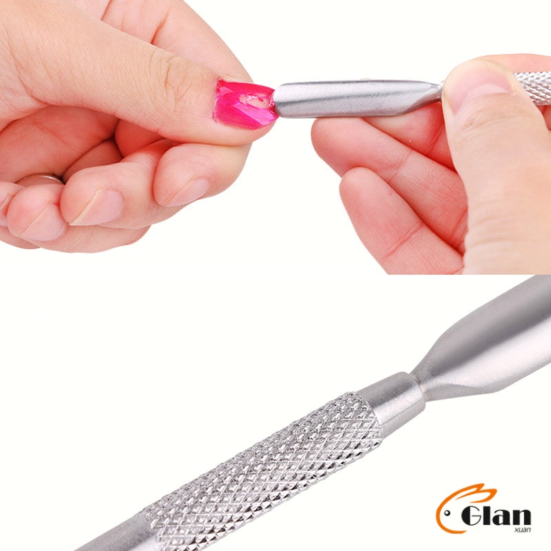 Glanxuan ที่ขูดสีเจล ดุนหนัง ที่งัดโคนเล็บ   สแตนเลส manicure tools - รูปที่ 4
