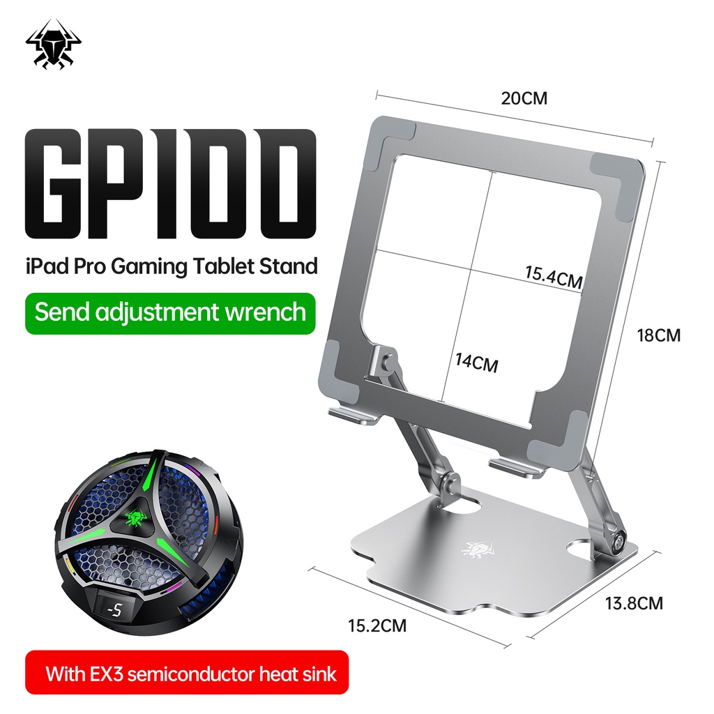 Plextone GP100 Tablet Bracket iPad Holder Mobile Phone Stand Bracket Desktop Game Cooling Metal Foldable Bracket